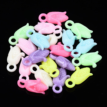 Opaque Acrylic Beads, Corn, Mixed Color, 19x11x6mm, Hole: 3mm, about 1100pcs/500g