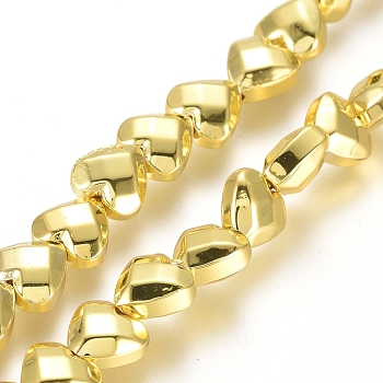 Electroplated Non-magnetic Synthetic Hematite Beads Strands, Heart, Faceted, Golden Plated, 6x6x3.5mm, Hole: 0.8mm, about 73pcs/Strand, 15.75 inch(40cm)