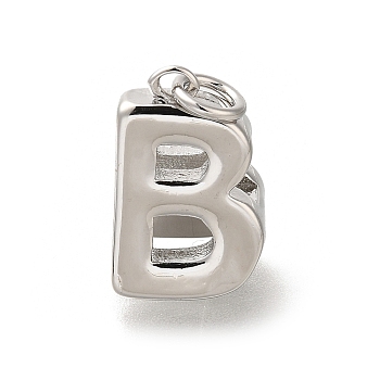 Brass Pendants, with Jump Ring, Letter B Charms, Platinum, 17.5x12x12mm, Hole: 4mm