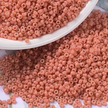 MIYUKI Round Rocailles Beads, Japanese Seed Beads, 15/0, (RR4464) Duracoat Dyed Opaque Light Watermelon, 1.5mm, Hole: 0.7mm, about 5555pcs/10g