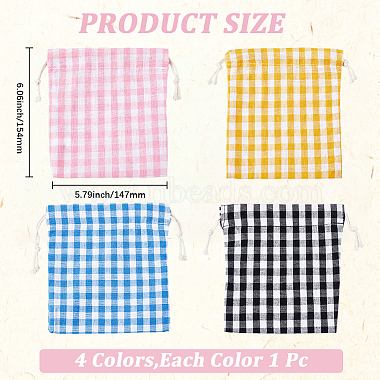 4Pcs 4 Colors Tartan Linen Storage Bags(ABAG-CY0001-08)-2