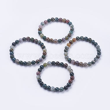 Natural Indian Agate Beaded Stretch Bracelets(BJEW-I253-8mm-11)-2