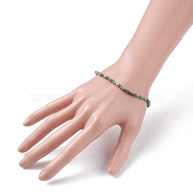 Bracelet extensible de perles de turquoise africaine naturelle (jaspe) de 3 mm pour fille femme(BJEW-JB07284-05)-3