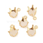 Brass Sew on Prong Settings, Claw Settings for Pointed Back Rhinestone, Flat Round Charms, Cadmium Free & Lead Free, Real 24K Gold Plated, 8x5x4.5mm, Hole: 0.8mm, Tray Size: 4mm(KK-C163-12G)
