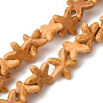 Vintage Handmade Porcelain Beads Strands, Fancy Antique Glazed Porcelain, Starfish, Orange, 16.5x16x5mm, Hole: 1.5mm, about 30pcs/strand, 12.99''(33cm)(PR-CBAA37B-03A)