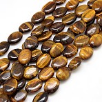 Natural Gemstone Tiger Eye Beads Strands, Flat Oval, 18x13x5mm, Hole: 1.5mm, about 20pcs/strand, 15.74 inch(G-L164-A-07)