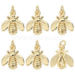 6Pcs Brass Pendants, Long-Lasting Plated, Lead Free & Cadmium Free, Rack Plating, with Jump Ring, Real 18K Gold Plated, Bees, 15x13x3.5mm, Hole: 3mm(KK-CA0003-84)