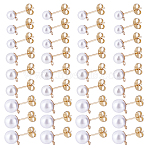 150Pcs 304 Stainless Steel Stud Earring Findings, with Acrylic Imitation Pearl Beads and Loop, with 160Pcs 304 Stainless Steel Friction Ear Nuts, Light Gold, 17~19.5x6.5~9mm, Hole: 0.8~1mm, Pin: 0.8mm(STAS-ME0001-36)