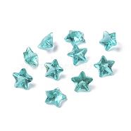 Transparent Pointed Back Glass Cabochons, Star, for DIY Crafts Jewelry Making, Pale Turquoise, 4.5x4.5x3mm(GLAA-WH0015-38L)