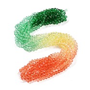 Transparent Painted Glass Beads Strands, Faceted, Rondelle, Colorful, 6x5mm, Hole: 1mm, about 80pcs/strand, 16.54''(42cm)(DGLA-A034-T6mm-A04)