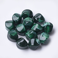 Acrylic Beads, Imitation Gemstone Style, Nuggets, Dark Green, 15.5x12x12mm, Hole: 1.8mm, about 310pcs/500g(OACR-T007-08L)