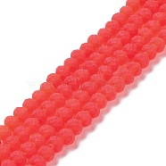 Transparent Glass Beads Strands, Faceted, Frosted, Rondelle, Tomato, 10mm, Hole: 1mm(EGLA-A034-T10mm-MD01)