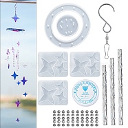 DIY Heart Wind Chime Making Kits, including 5Pcs Silicone Molds, 48Pcs Brass Beads, 1Pc Stainless Steel S Hooks, 1 Roll Crystal Thread, 3Pcs Round Tubes, White, Star Mold: 54x65x6mm, Hole: 1.7~2mm, Inner Diameter: 28x28mm & 48x48mm(DIY-C054-13)