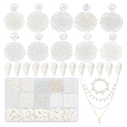 Elite DIY Beads Jewelry Making Finding Kit, Including Round Glass Seed & Natural Trumpet Shell Beads, White, 3370(DIY-PH0010-41)