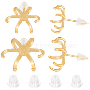 2 Pairs 2 Size 925 Sterling Silver Stud Earring Findings, 6 Claws Blank Earring Post, Matte Gold Color, 11~16.5x13~16.5mm, Tray: 8.5~12x9.5~13.5mm, Pin: 0.8mm, 1 Pair/size(FIND-BBC0001-47G)