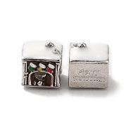 Christmas Theme Alloy Enamel European Beads, Large Hole Bead, Platinum, Others, 10x8.5x7.5mm, Hole: 2 and 4mm(PALLOY-D058-01P-03)
