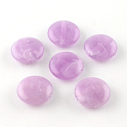 Flat Round Imitation Gemstone Acrylic Beads, Lilac, 22x8.5mm, Hole: 2mm, about 190pcs/500g(OACR-R051-11)