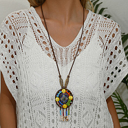 Bohemian Seashell Hemp Rope Necklace with Tassel Pendant for Women, Colorful(DK8387-2)