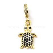 Rack Plating Brass Micro Pave Cubic Zirconia Pendant, Long-Lasting Plated, Lead Free & Cadmium Free, Tortoise, Real 18K Gold Plated, 27mm, Hole: 4.5mm(KK-H456-09G)