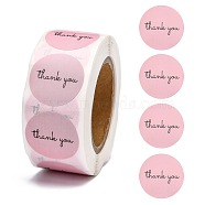 DIY Scrapbook, Decorative Adhesive Tapes, Flat Round with Word Baked with Love, Pink, 25mm, about 500pcs/roll(DIY-L028-A27)
