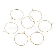 Ion Plating(IP) 316L Surgical Stainless Steel Hoop Earring Findings, Wine Glass Charms Findings, Golden, 21x0.7mm, 21 Gauge(STAS-G130-03G-21MM)