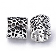 Tibetan Style Hollow Alloy European Beads, Large Hole Beads, Cadmium Free & Lead Free, Column, Antique Silver, 8x8mm, Hole: 6mm, about 1176pcs/1000g(TIBE-S319-124AS-RS)