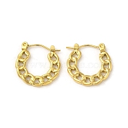 304 Stainless Steel Hoop Earrings for Women, Hoof Shape, Golden, 18.5x2mm(EJEW-B054-24G-01)