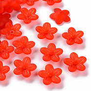 Frosted Acrylic Bead Caps, 5-Petal, Flower, Red, 19.5x20x5.5mm, Hole: 1.6mm, about 740pcs/500g(MACR-S371-08A-712)