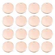 Vacuum Plating 304 Stainless Steel Charms, Stamping Blank Tag Pendant, Flat Round, Rose Gold, 15x1mm, Hole: 1mm, 30pcs/box(STAS-PH0001-05RG)