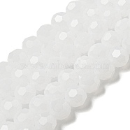 Imitation Jade Glass Beads Stands, Faceted, Round, White, 8mm, Hole: 1mm, about 72pcs/strand, 20.67''(52.5cm)(EGLA-A035-J8mm-D05)