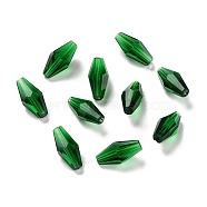 Transparent Glass Beads, Faceted, Bicone, Green, 16x8mm, Hole: 1mm(X-GLAA-G078-C-11)