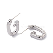 Rack Plating Alloy Stud Earring Findings, Half Hoop Earring Findings, with 925 Sterling Silver Pins, Cadmium Free & Lead Free, Oval, Platinum, 20.5x14.5x4.5mm, Pin: 0.8mm(FIND-I030-15P)