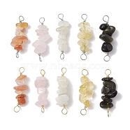 10Pcs 5 Styles Constellation Natural Rose Quartz & Citrine & Golden Sheen Obsidian & South Red Agate & White Moonstone Copper Wire Wrapped Chip Beaded Connector Charms, Platinum & Golden, Scorpio, 29~33x7.5~11x7.5~11mm, Hole: 2.5~3mm, 2pcs/style(PALLOY-JF02905-10)