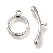 Brass Toggle Clasps, Ring, Platinum, Ring: 13x10.5x1.5mm, Hole: 1.5mm, Bar: 7x19x3mm, Hole: 1.5mm(KK-H480-02P)