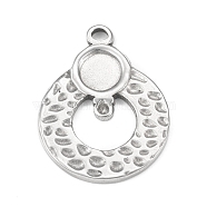 304 Stainless Steel Pendant Cabochon Settings, Pendant Rhinestone Settings, Ring Charm, Stainless Steel Color, Tray: 5.5mm, Fit for 1mm Rhinestone, 24x18x1.5mm, Hole: 1.6mm(STAS-F287-21P)