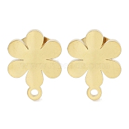 Flower Ion Plating(IP) 304 Stainless Steel Stud Earring Findings, with Loop, Golden, 11.5x8.5mm, Hole: 1.2mm, Pin: 0.8x11mm(STAS-I206-94G)