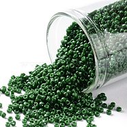 TOHO Round Seed Beads, Japanese Seed Beads, (47H) Opaque Pine Green, 15/0, 1.5mm, Hole: 0.7mm, about 15000pcs/50g(SEED-XTR15-0047H)