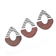 Resin & Wood Pendants, teardrop, Sienna, 49x41x3~4mm, Hole: 2mm(RESI-T023-09A)