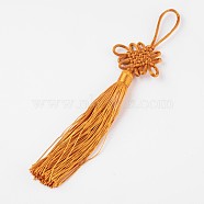 Polyester Tassel Pendant Decorations, Chinese Knots, Dark Orange, 200~220x47~53mm(AJEW-WH0049-A10)