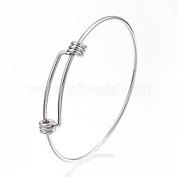 Adjustable 304 Stainless Steel Expandable Bangle Making, Stainless Steel Color, 2-1/4 inch(56mm)~2-1/2 inch(64mm)(BJEW-G546-01P)
