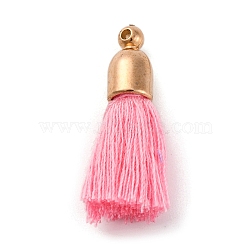 Cotton Pendants, with CCB Plastic Finding, Tassl, Pink, 24.5~30x6mm, Hole: 1.4mm(OCOR-M010-01R)