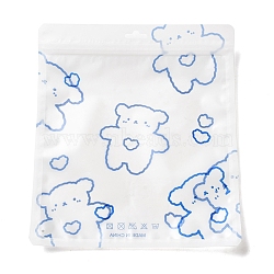 Rectangle Plastic Packaging Zip Lock Bags, Cartoon Bear Print Top Self Seal Pouches, Royal Blue, 24.9x22x0.01~0.15cm, Unilateral Thickness: 2.5 Mil(0.065mm)(OPP-D004-02B)