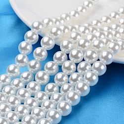 ABS Plastic Imitation Pearl Round Beads, White, 14mm, Hole: 2mm(X-MACR-S789-14mm-01)
