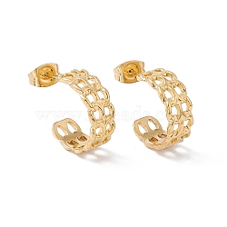 Ion Plating(IP) 304 Stainless Steel Curb Chains Wrap Stud Earrings, Half Hoop Earrings for Women, Golden, 15.5x6mm, Pin: 0.7mm(EJEW-G314-03B-G)