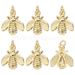 6Pcs Brass Pendants, Long-Lasting Plated, Lead Free & Cadmium Free, Rack Plating, with Jump Ring, Real 18K Gold Plated, Bees, 15x13x3.5mm, Hole: 3mm(KK-CA0003-84)