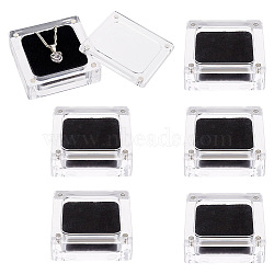Transparent Plastic Jewelry Display Stands, with Magnetic Clasps and Black Mat Inside, for Jewely Bracelets, Necklaces Displays, Square, Clear, 5.9x5.9x2.1cm, Inner Diameter: 4.45x4.45x0.3cm(ODIS-WH0029-36)