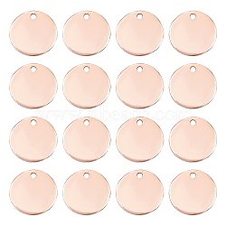 Vacuum Plating 304 Stainless Steel Charms, Stamping Blank Tag Pendant, Flat Round, Rose Gold, 15x1mm, Hole: 1mm, 30pcs/box(STAS-PH0001-05RG)