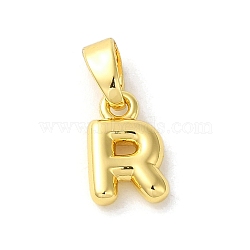 Rack Plating Brass Charms, Real 18K Gold Plated, Long-Lasting Plated, Cadmium Free & Lead Free, Letter R, 10x6x2mm, Hole: 5x2.5mm(KK-C053-04G-R)