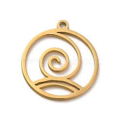 304 Stainless Steel Pendants, Laser Cut, Vortex Charm, Real 18K Gold Plated, 17x15x1mm, Hole: 1.2mm(STAS-O005-18G)