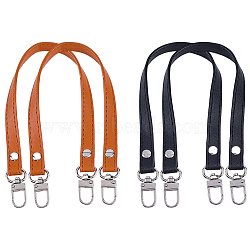 4Pcs 2 Colors Imitation Leather Bag Handles, with Alloy Swivel Clasps, for Bag Replacement Accessories, Platinum, Mixed Color, 327x12.5x5mm, 2pcs/color(FIND-CL0001-44)
